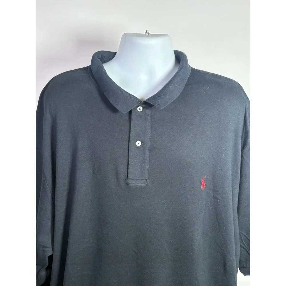 Polo Ralph Lauren Polo Shirt Men 4XLT Black Cotton Short Sleeve Red Pony